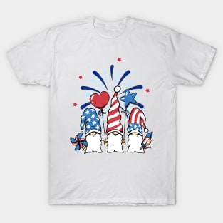 Gnomes Patriotic American Flag Cute 4th Of July Fourth T-Shirt